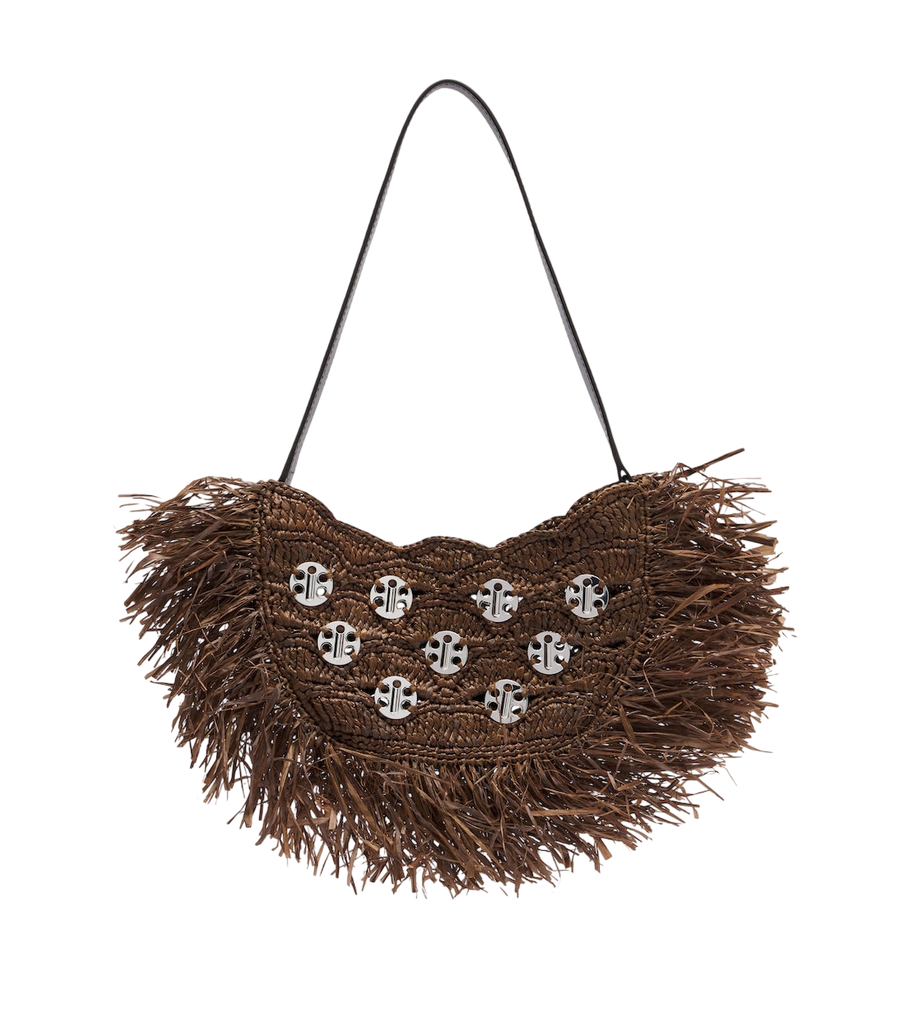 Rabanne Sac A Main fringed raffia top-handle bag