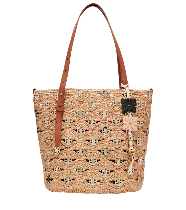 Rabanne Small embellished raffia tote bag