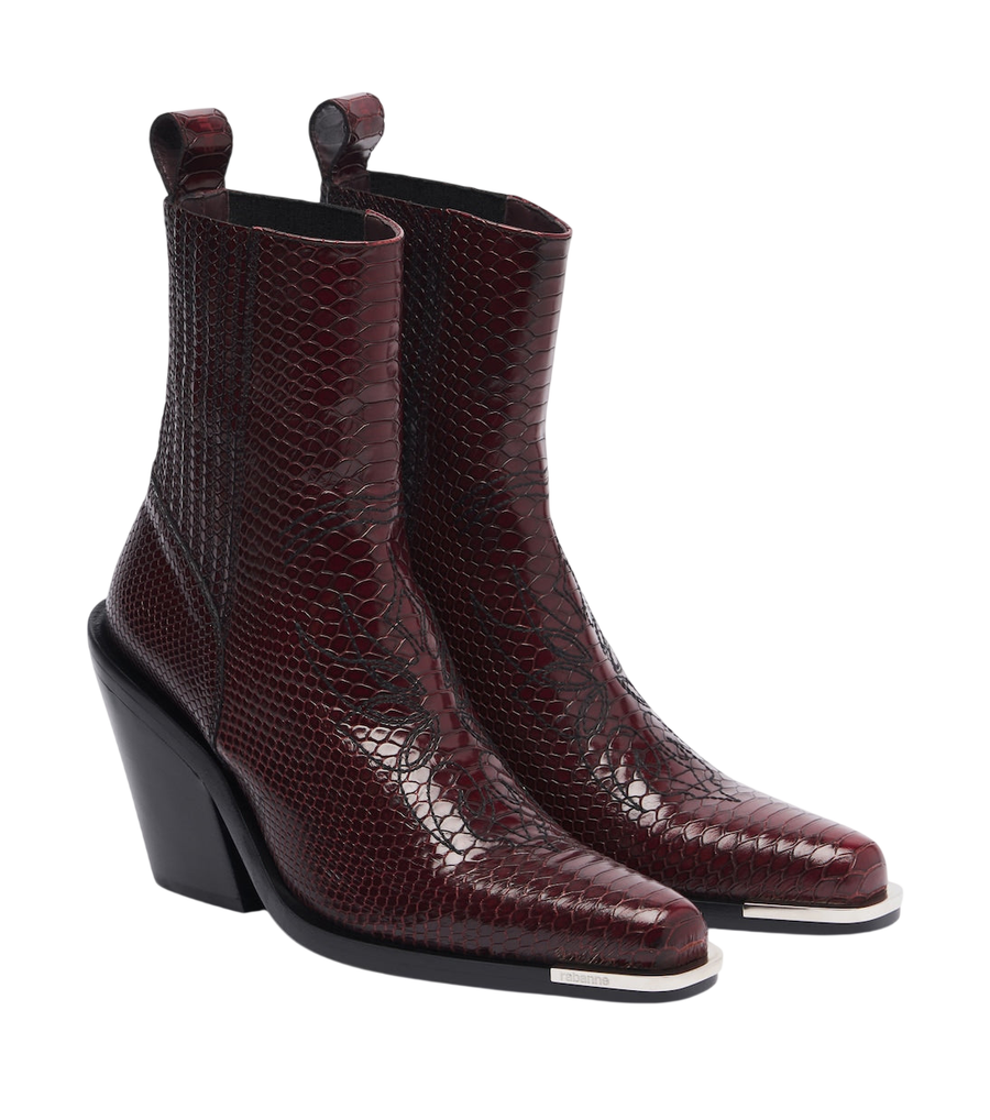 Rabanne Snake-effect leather cowboy boots