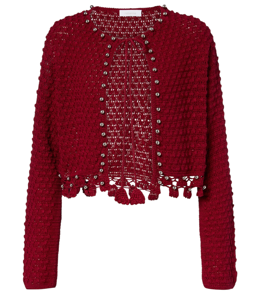 Rabanne Studded crochet cotton cardigan