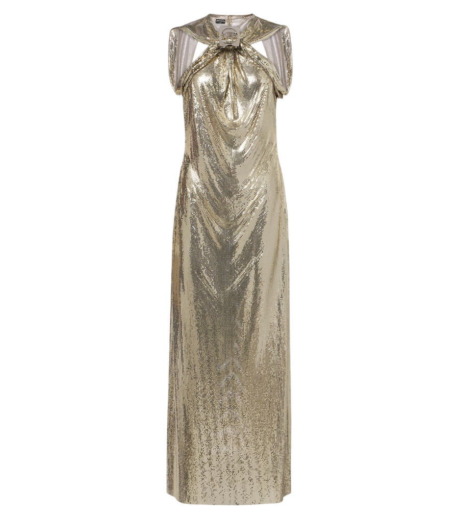 Rabanne x Dinh Van draped mesh gown
