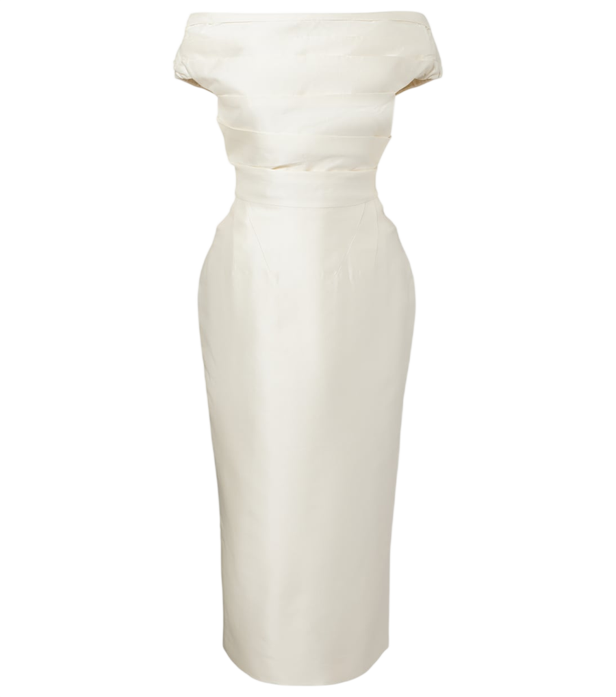 Rachel Gilbert Bronte off-shoulder wool and silk cocktail dress