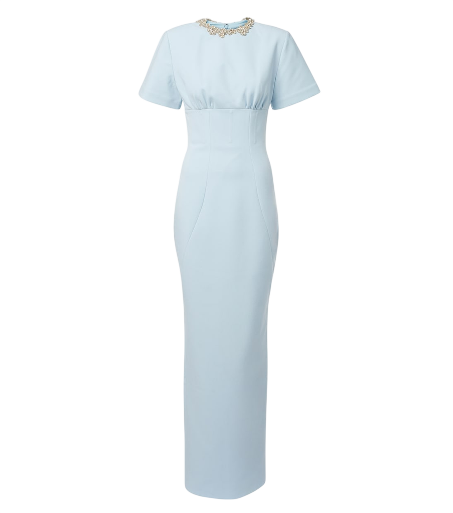 Vestido comprido Rachel Gilbert Dovetta com espartilho em crepe adornado