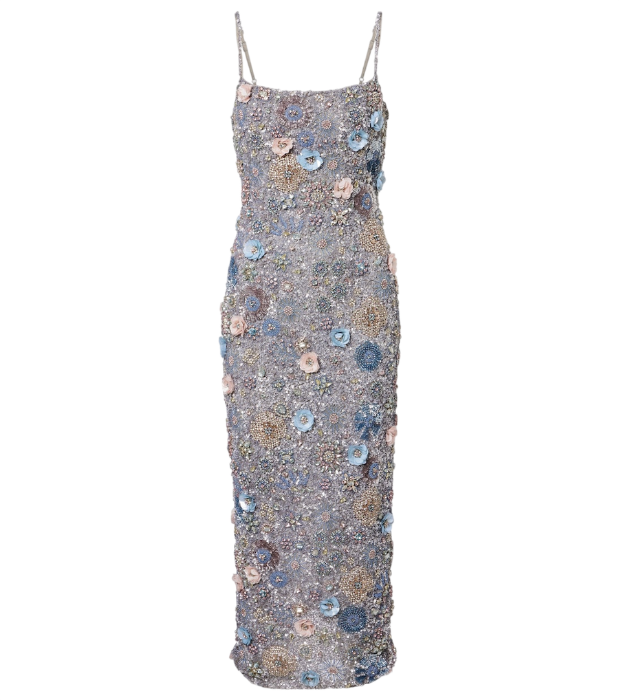 Rachel Gilbert Embellished floral-appliqué midi dress