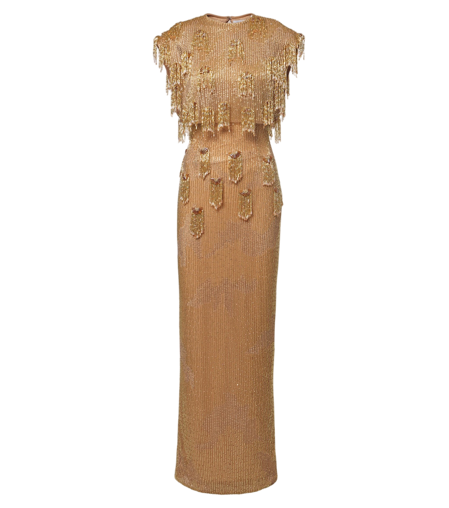 Rachel Gilbert Lani caped beaded gown