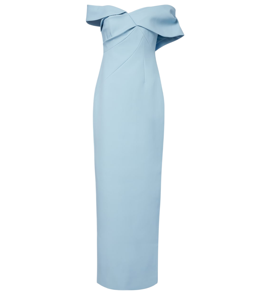 Rachel Gilbert Maddie draped off-shoulder crêpe gown