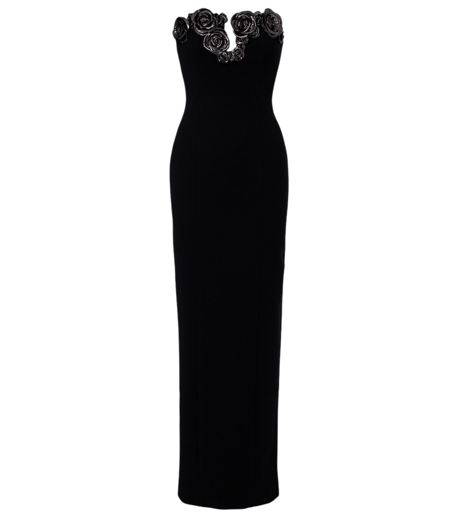 Rachel Gilbert Mirage floral-appliqué bustier gown