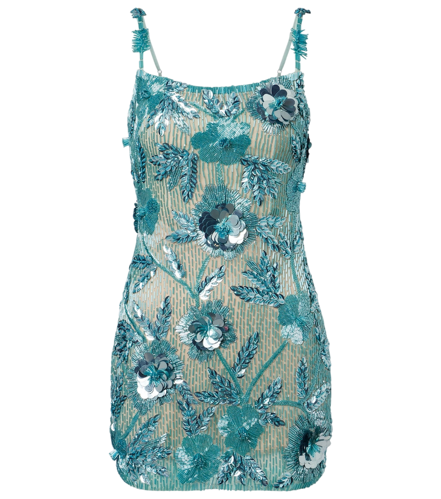Rachel Gilbert Pierre beaded floral-appliqué minidress