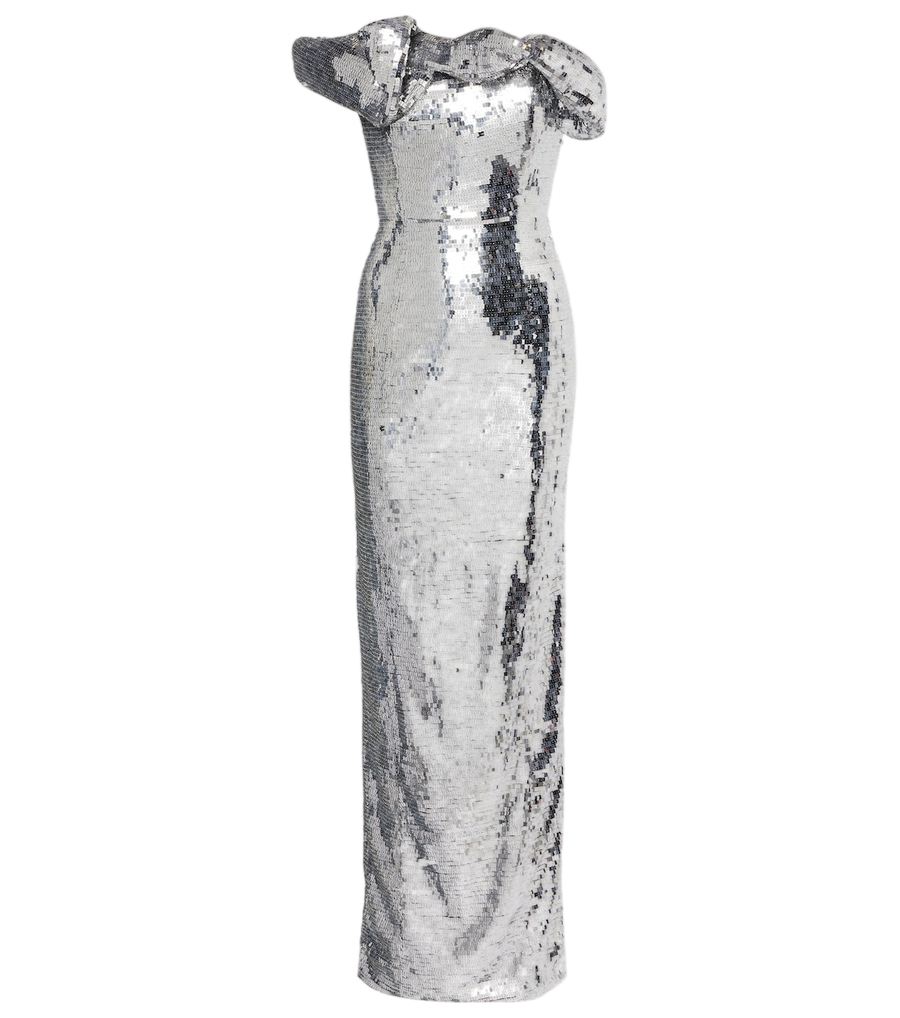 Rachel Gilbert Tamzin sequined one-shoulder gown