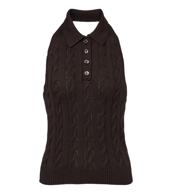 Ralph Lauren Collection Cable-knit silk halterneck top