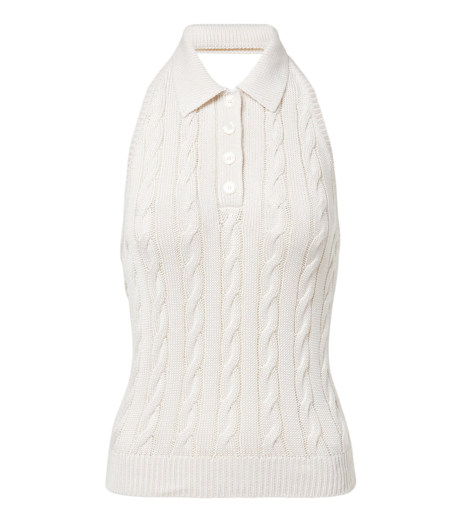 Ralph Lauren Collection Cable-knit silk top