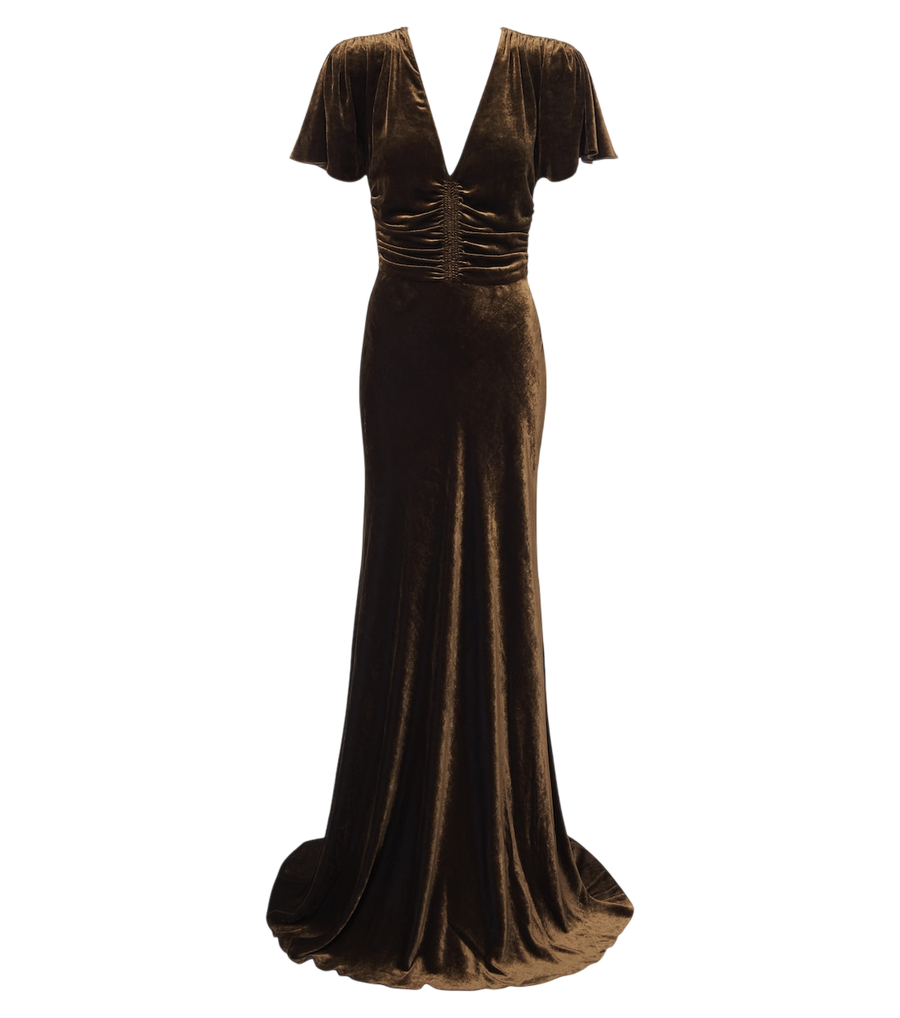 Vestido largo tipo bustier de terciopelo Charisse de Ralph Lauren Collection
