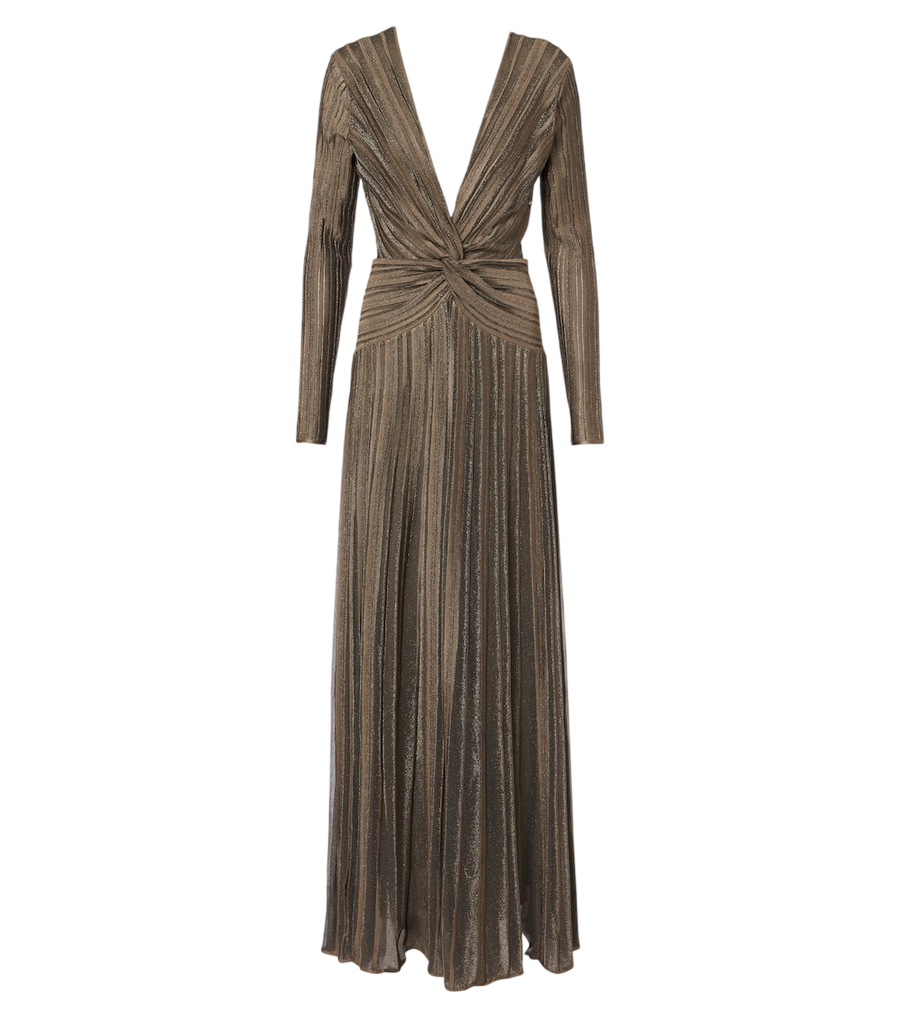 Ralph Lauren Collection Dabney pleated silk-blend lamé gown