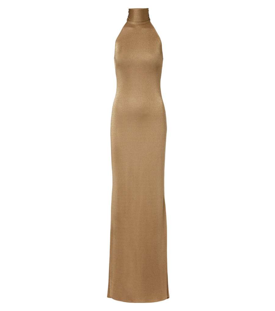 Vestido largo de cuello halter Kelsie de Ralph Lauren Collection