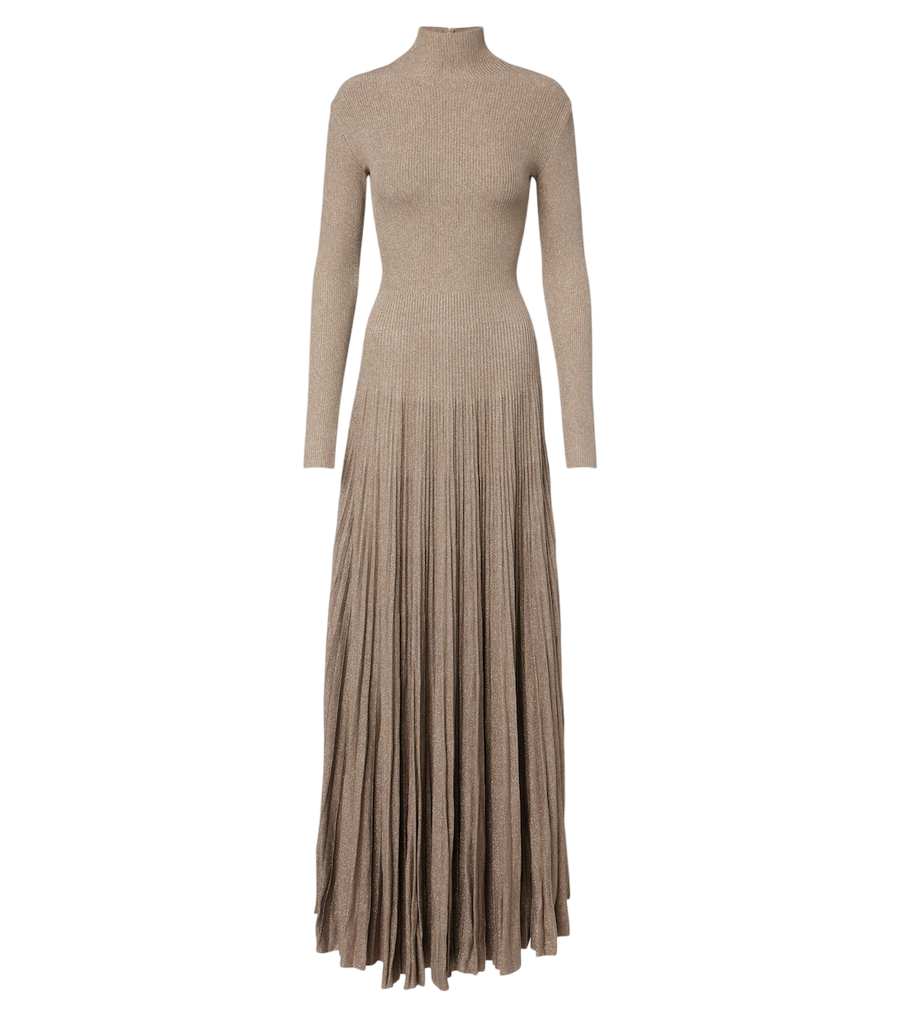 Vestido largo plisado de punto de Ralph Lauren Collection