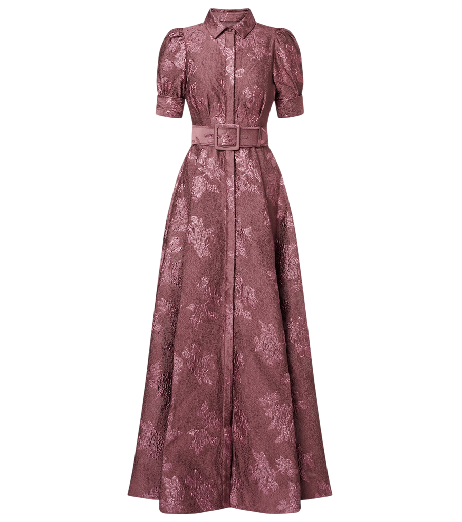 Rebecca Vallance Annette Button belted brocade gown