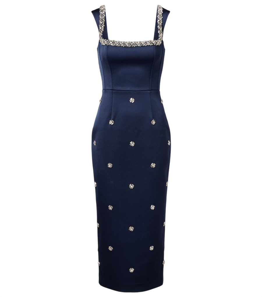 Robe cocktail Ayla en satin ornée de Rebecca Vallance