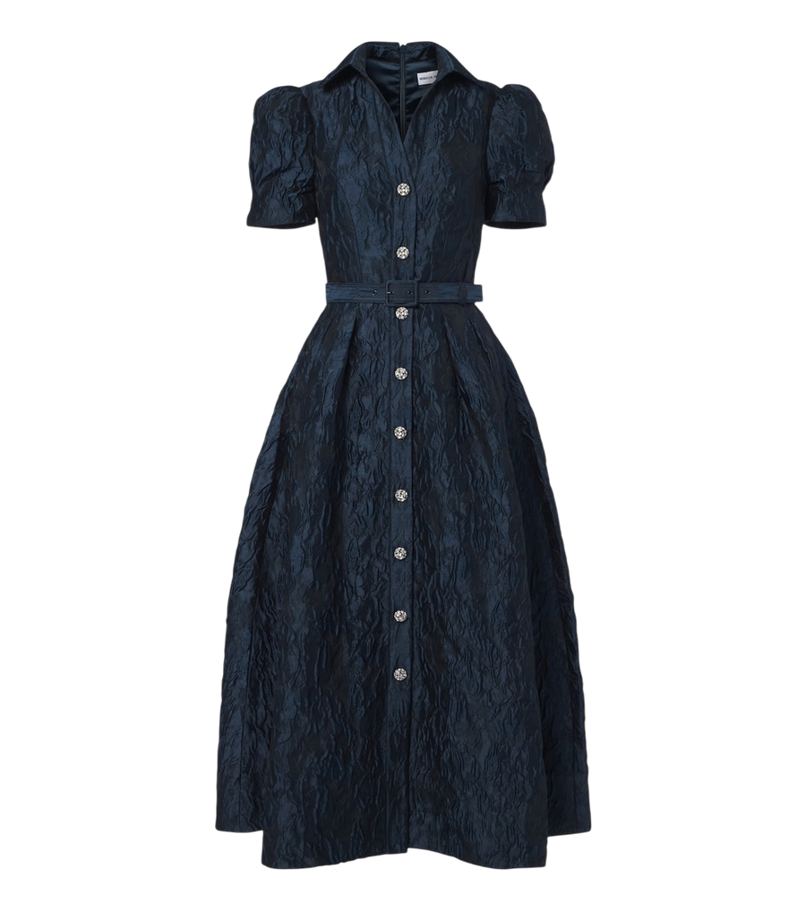 Rebecca Vallance Vestido midi em jacquard floral Cascades