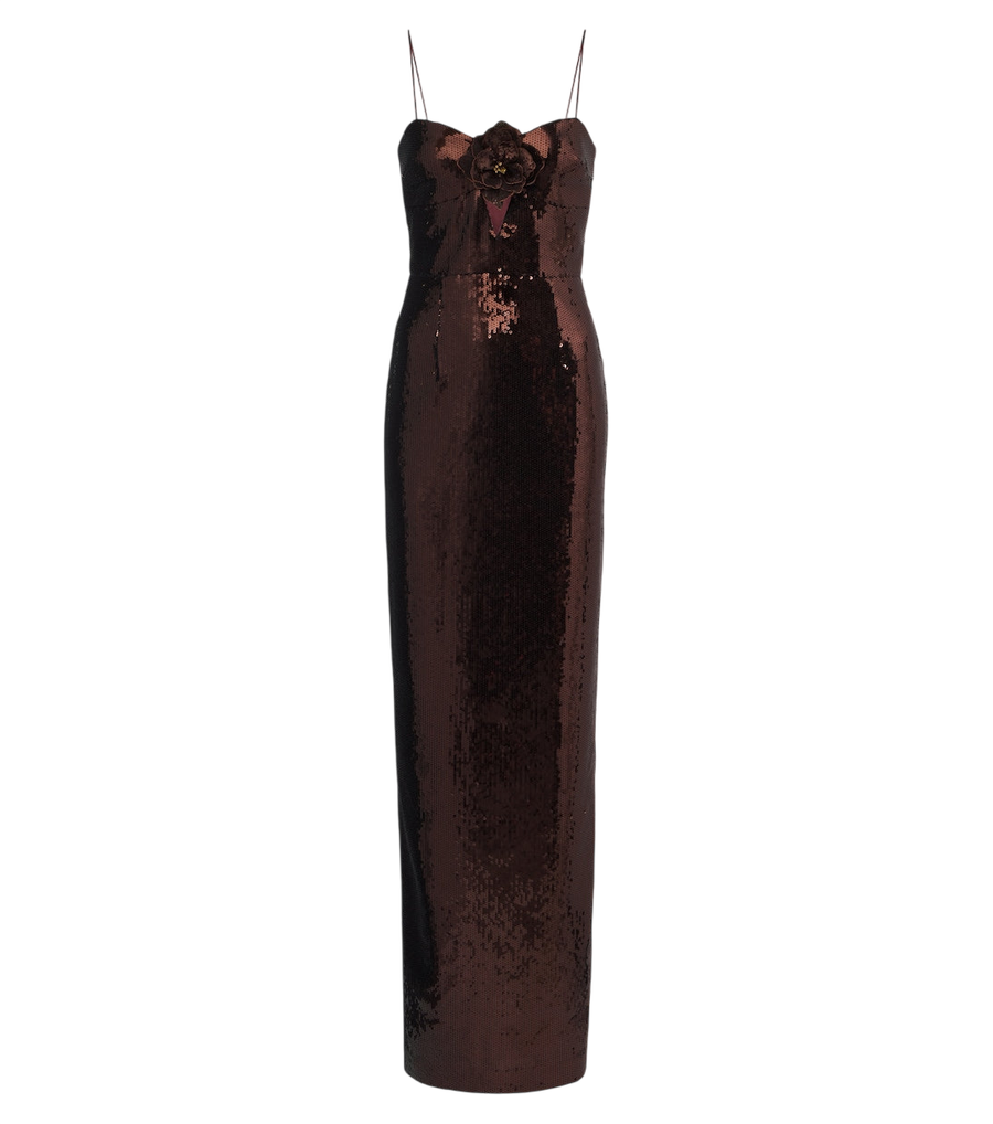 Rebecca Vallance Cece floral-appliqué sequined gown