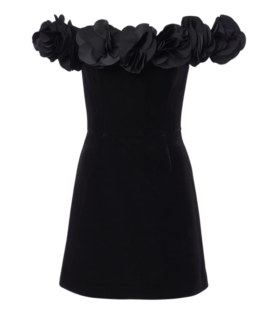Vestido bustier con aplicaciones florales Charles de Rebecca Vallance