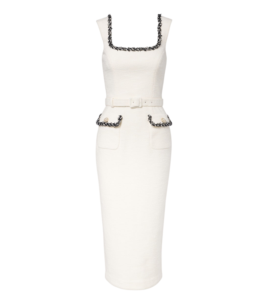 Robe midi en tweed ceinturée Jacquie de Rebecca Vallance