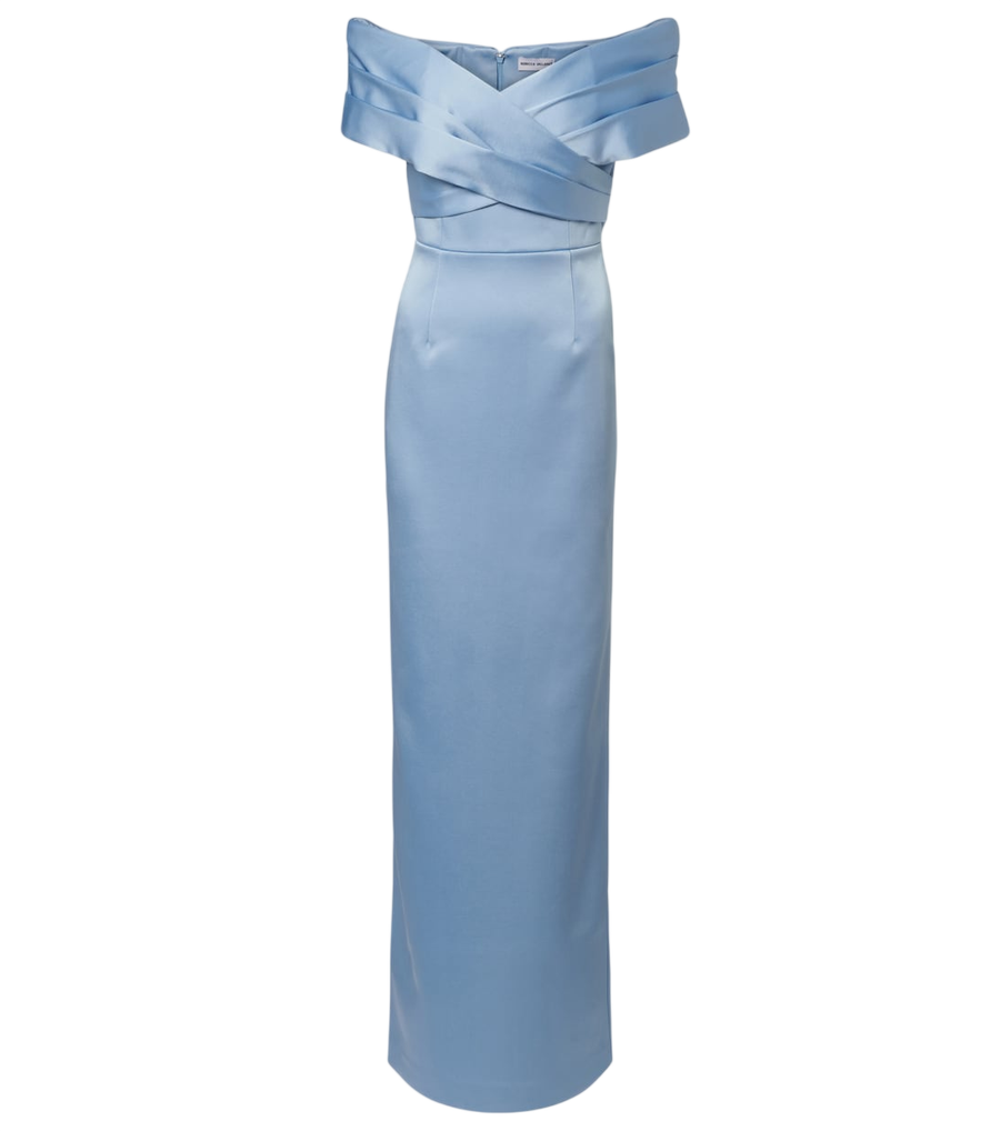 Robe longue en satin à épaules dénudées Rebecca Vallance Kai
