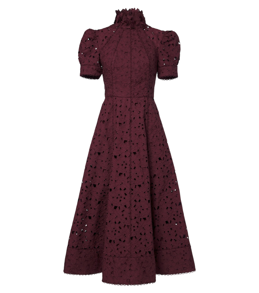 Vestido midi de encaje guipur de algodón Kitsu de Rebecca Vallance