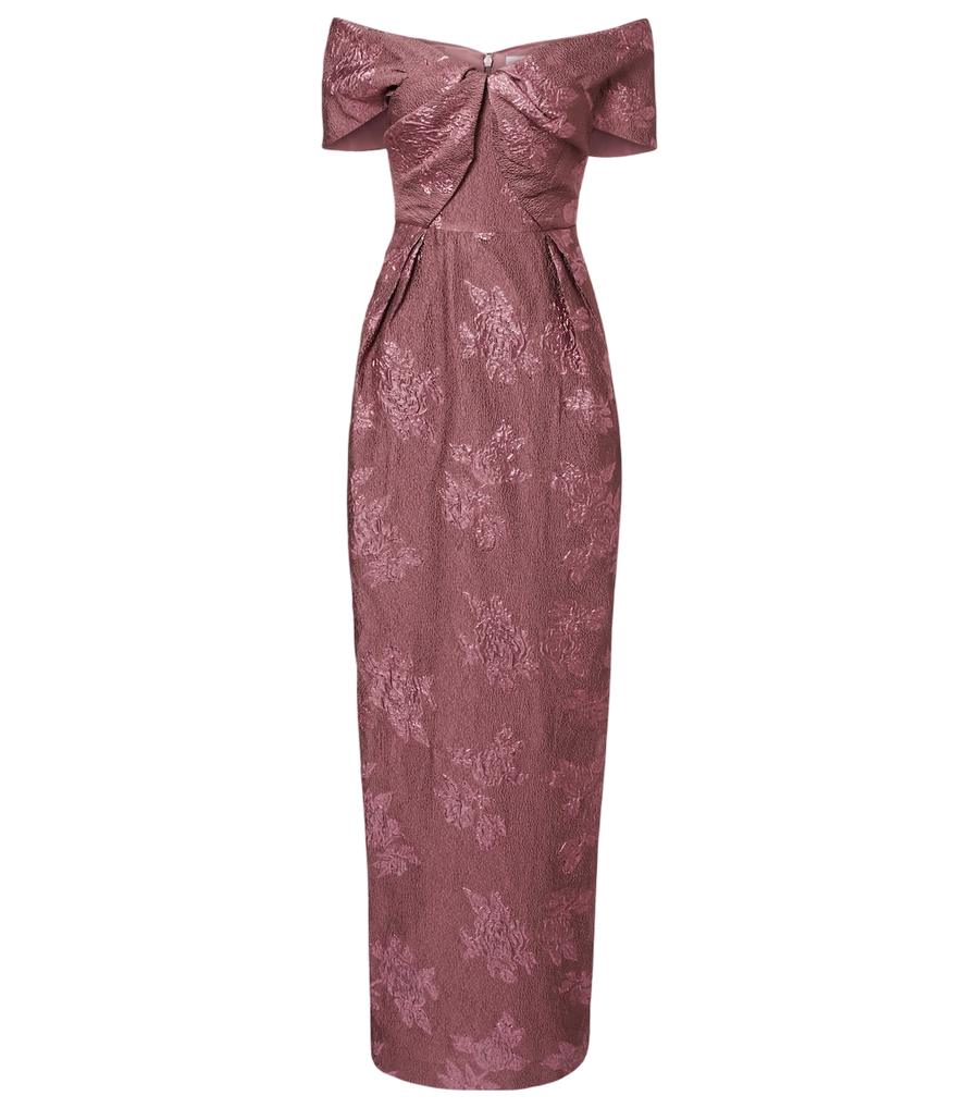 Rebecca Vallance Levinia off-shoulder brocade gown