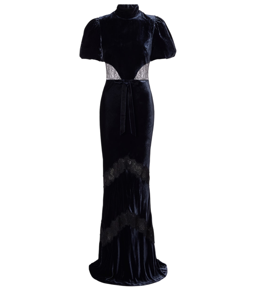 Rebecca Vallance Minerva lace-trimmed velvet gown