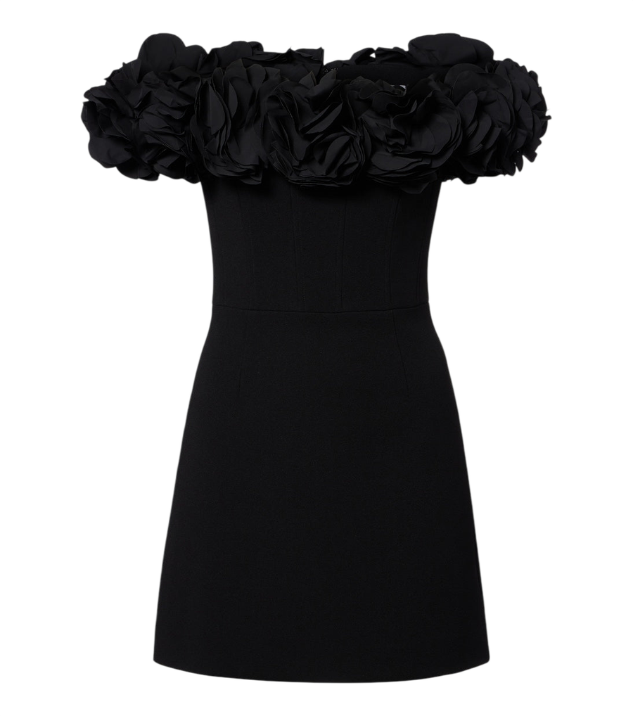 Rebecca Vallance Odetta appliqué off-shoulder crêpe minidress