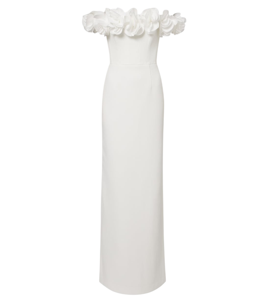 Rebecca Vallance Odetta floral-appliqué crêpe gown