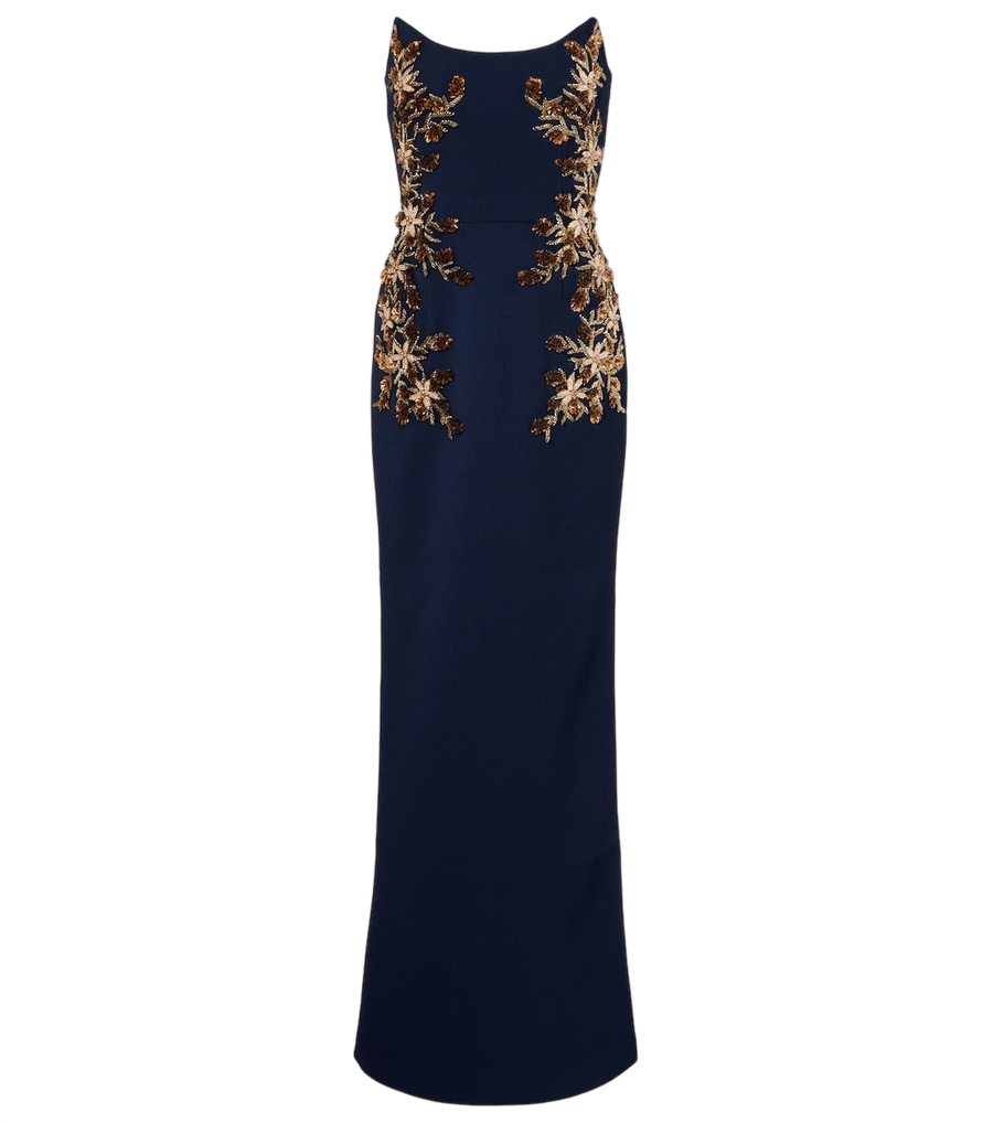Rebecca Vallance Orla embellished crêpe bustier gown
