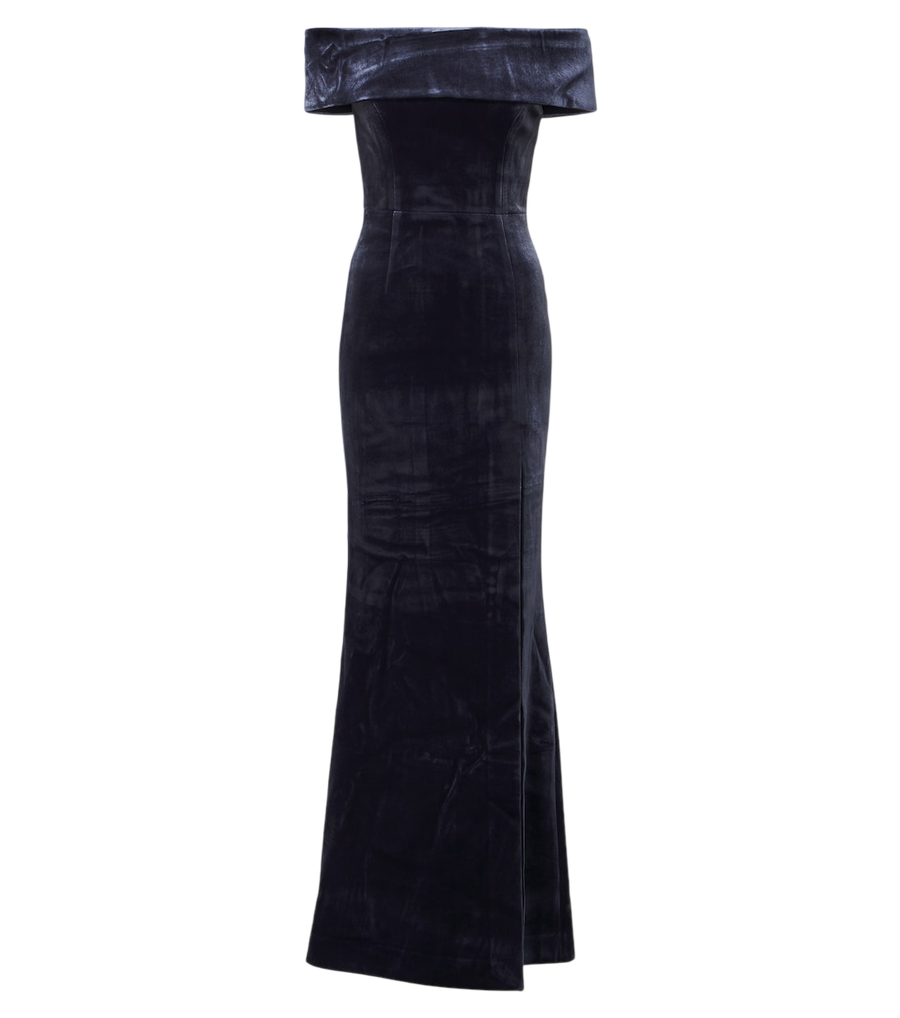 Vestido de terciopelo con hombros descubiertos Solana de Rebecca Vallance