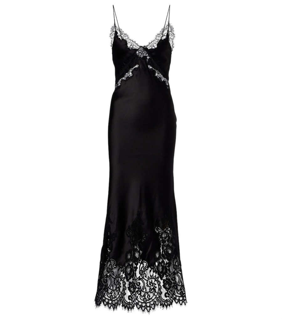 Rebecca Vallance Tamera lace-trimmed satin slip dress