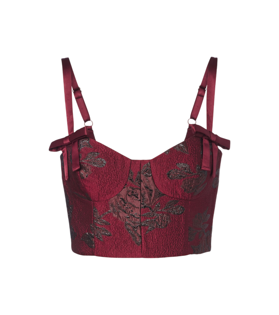 Top bustier de cloqué con estampado floral Waverly de Rebecca Vallance