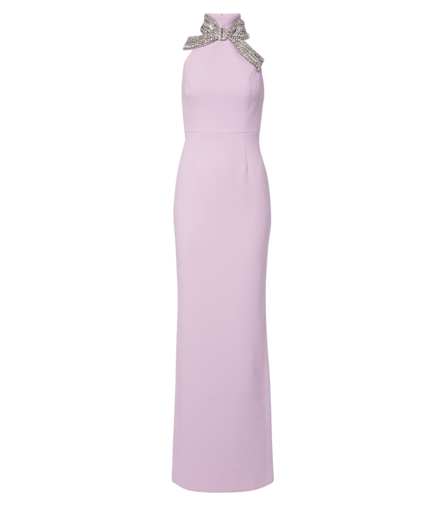 Robe longue en crêpe ornée Yolanda de Rebecca Vallance