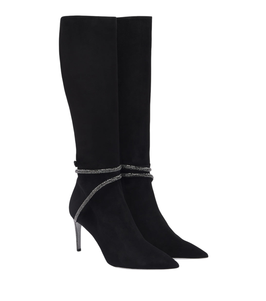 Rene Caovilla Cleo embellished suede knee-high boots
