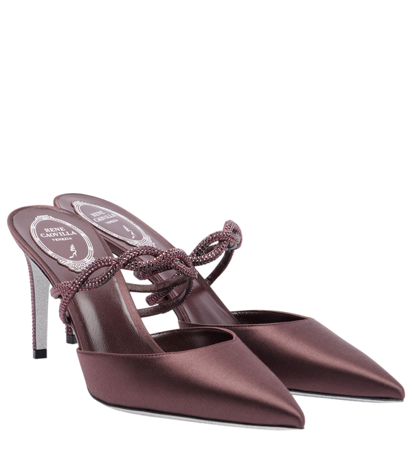 Rene Caovilla Crystal-embellished satin mules