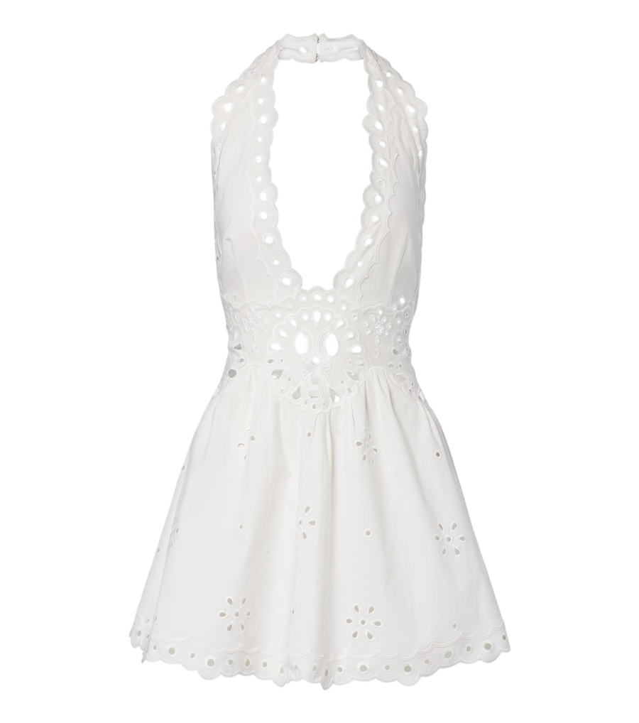 Retrofête Broderie anglaise cotton-blend minidress