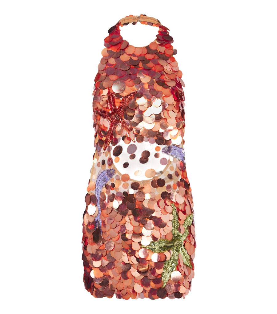 Retrofête Dorothy embellished halterneck minidress