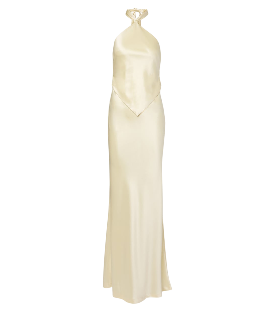 Robe longue dos nu en satin Ester de Retrofête