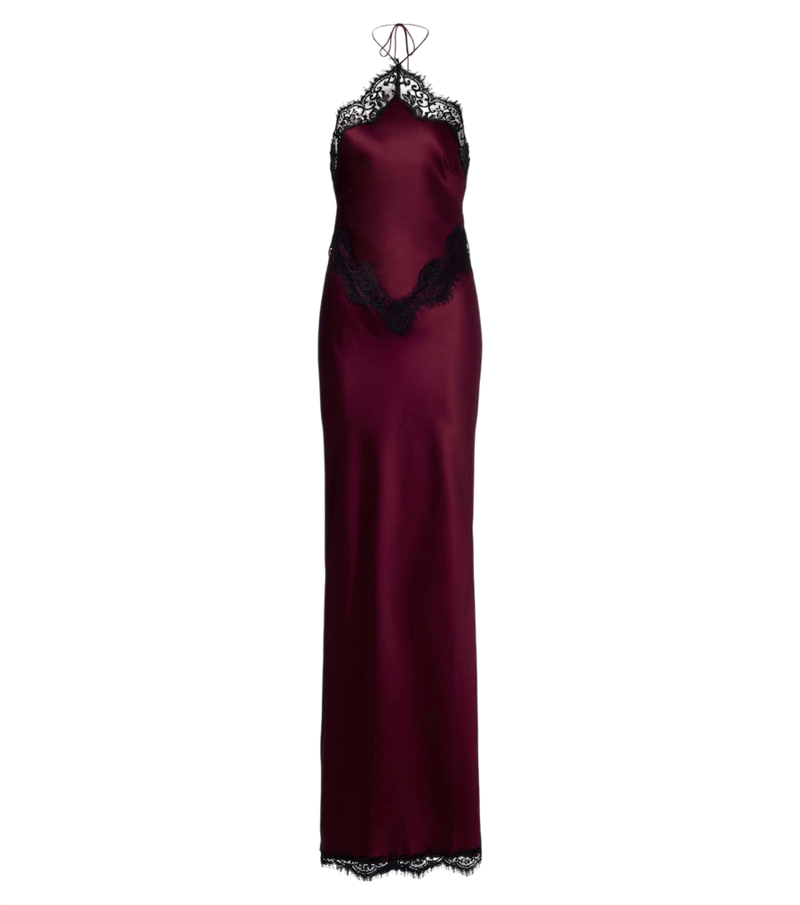 Retrofête Everly lace-trimmed satin maxi dress