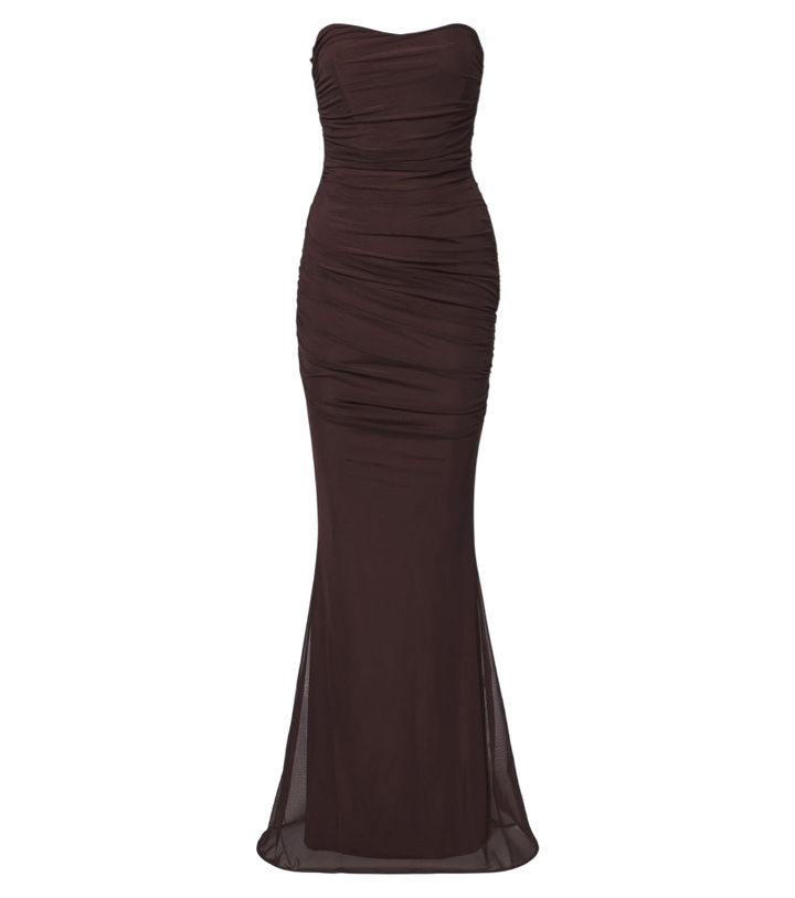 Retrofête Isadore draped strapless mesh dress [white-bg-v2:f1b2126c-2281-496d-813d-ac522d994042]