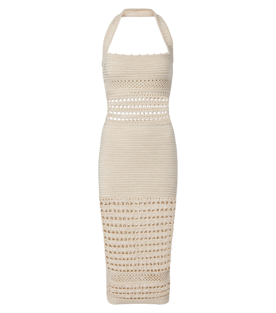 Vestido midi Retrofête Jaycee de mezcla de algodón y crochet