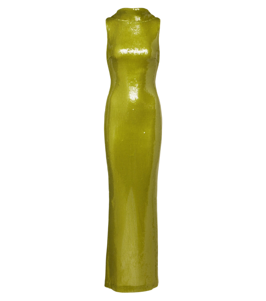 Retrofête Vestido comprido Liela com lantejoulas