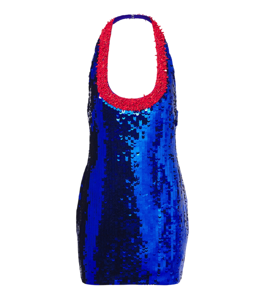 Retrofête Lunexa embellished halterneck minidress