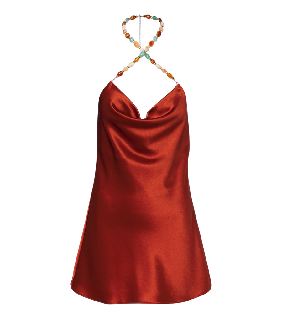 Mini-robe en satin perlé Marvel de Retrofête