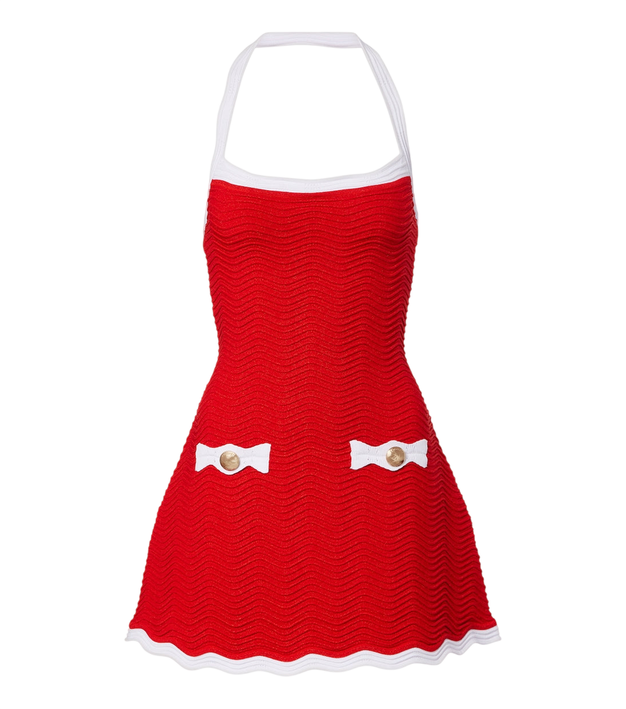 Retrofête Minivestido Ondina em malha canelada