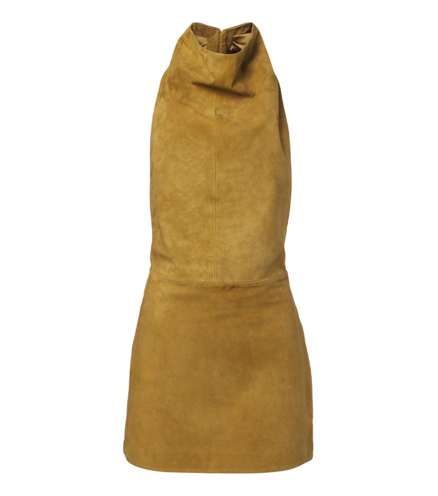 Retrofête Zoriel draped open-back suede minidress