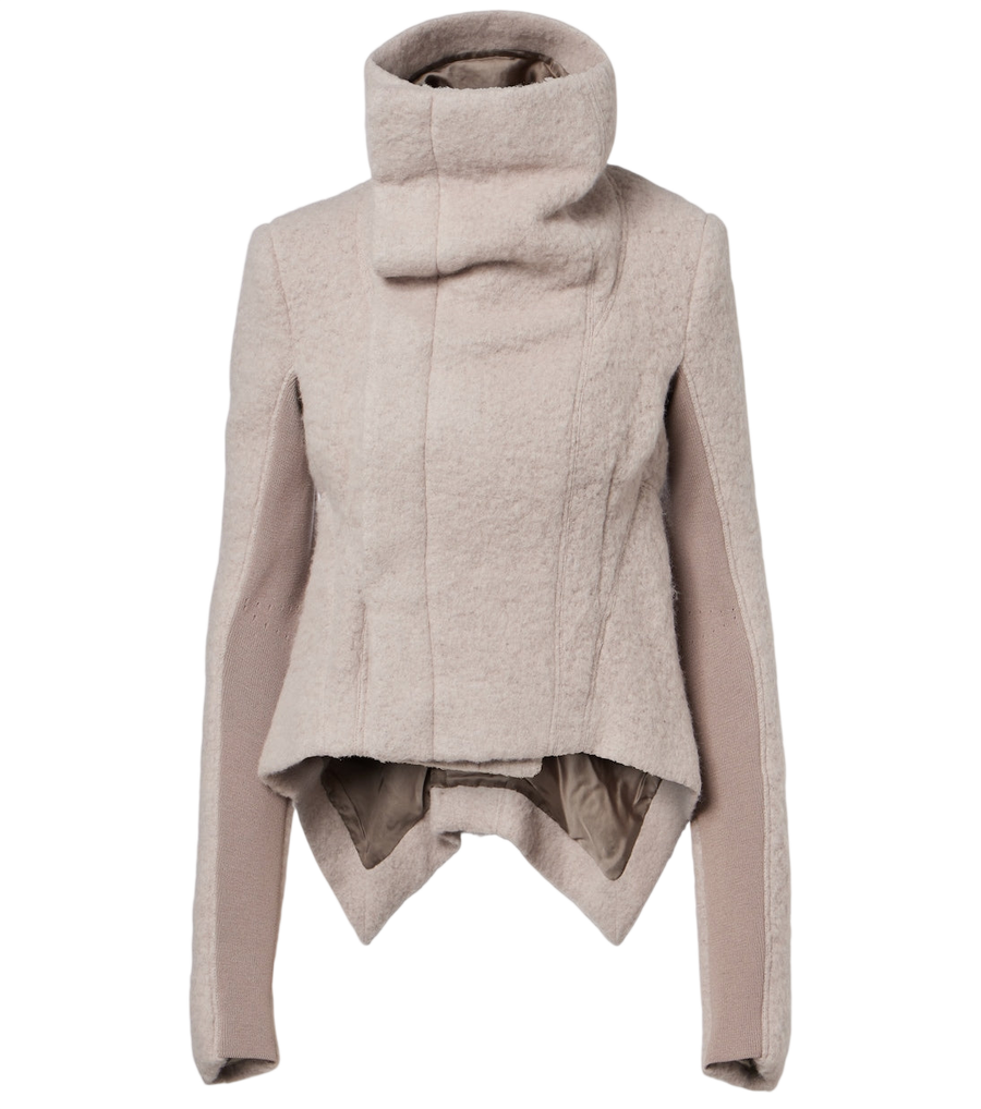 Rick Owens Asymmetric alpaca and wool-blend jacket